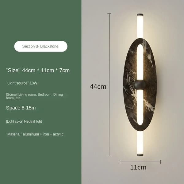 LED Marmor Vägglampa, Hållbar Koppar Konstruktion, Varmt Ljusstämning,Dia11cm vit, varm ljus