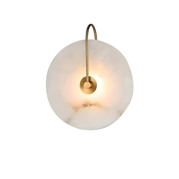 LED Marmor Vägglampa, Hållbar Koppar Konstruktion, Varmt Ljusstämning,Dia11cm vit, varm ljus