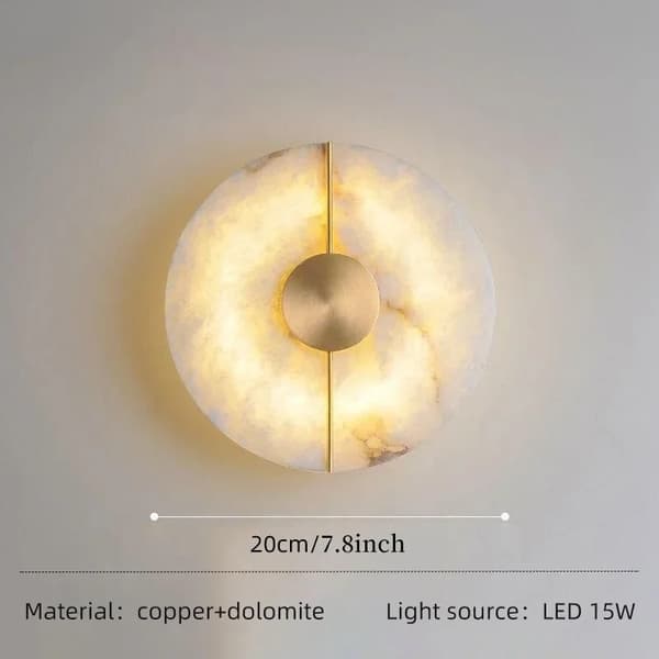 LED Marmor Væglampe, Holdbar Kobber Konstruktion, Varmt Lys Atmosfære,Dia11cm hvid, varm lys