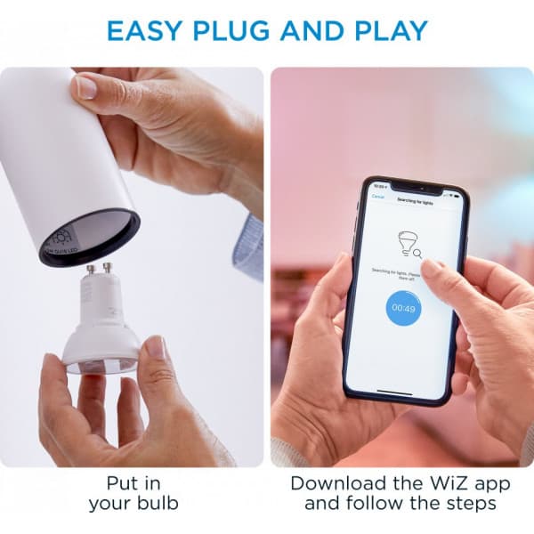 WiZ smartpære, GU10, hvide lysnuancer, Wi-Fi, 2700-6500 K, 345 lm, 2-pak