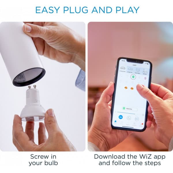 WiZ smart spotlight, GU10, RGBW - alla färger och nyanser av vitt ljus, Wi-Fi, 345 lm