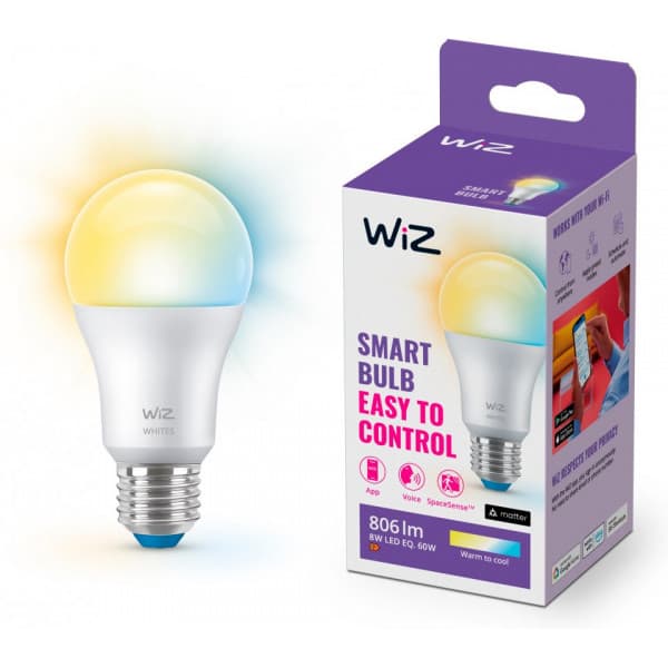WiZ smartlampa, E27, vita ljusnyanser, Wi-Fi, 2700-6500 K, 806 lm