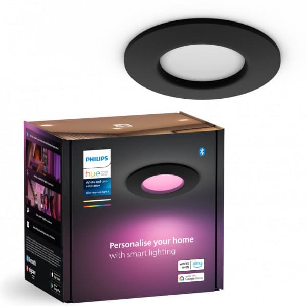 Philips Hue Slim Recessed Light S - indbygget spotlights, 90 mm, sort