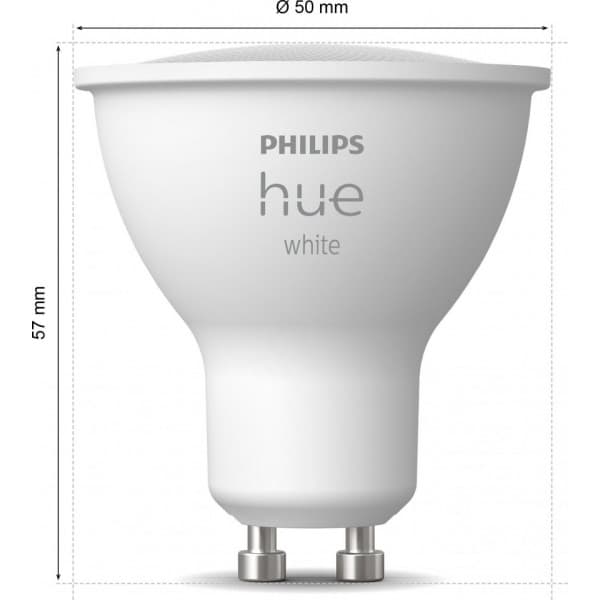 Philips Hue -LED-smartpære, BT, Hvid, GU10, 4,2 W, 1-pak