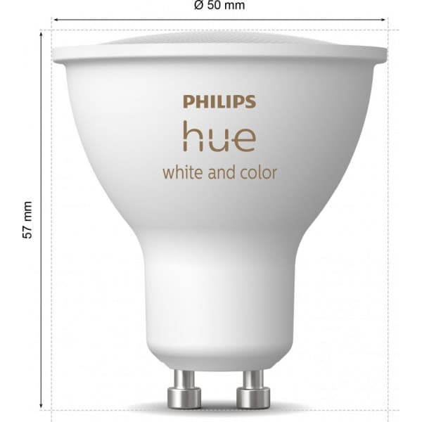 Philips Hue -LED-smartlampa, BT, Vit och färgambians, GU10, 4,2 W, 1-pack