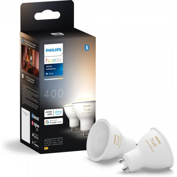 Philips Hue -LED-smartlampe, BT, Hvid ambiance, GU10, 4,2 W, 2-pak