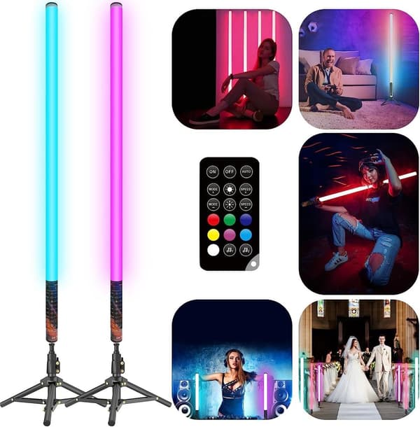LED Stemningslys, 85cm Længde, 4-Pakke RGB Farveskiftende Lys,4 stk