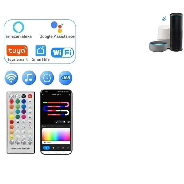 Nordisk Gulvlampe, Bluetooth- og WiFi-kontrol, 16 millioner farver,160 cm, WIFI--Sort