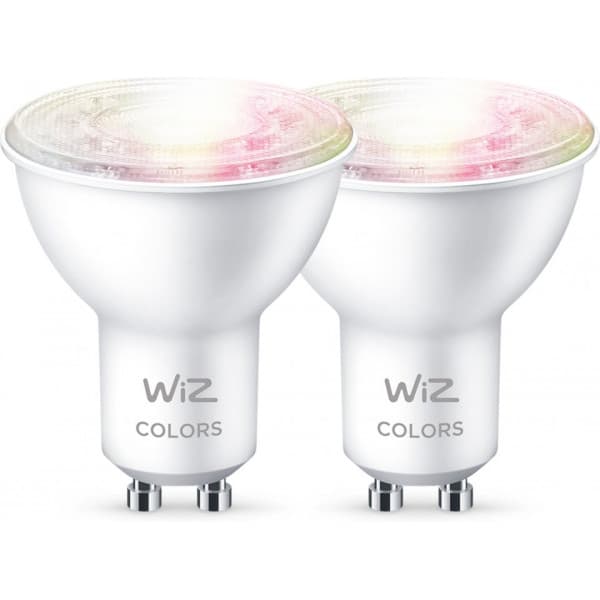 WiZ smartpære, GU10, RGBW, alle farver og nuancer af hvidt lys, Wi-Fi, 345 lm, 2-pak
