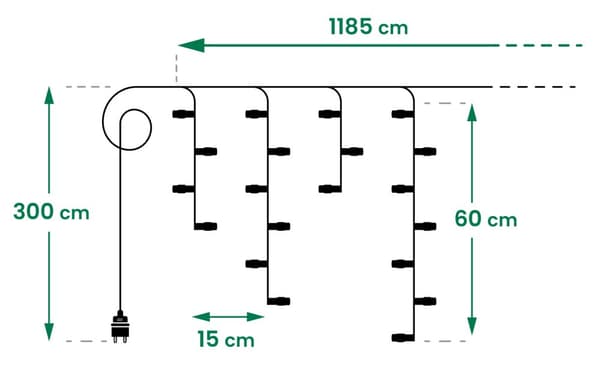 400 LED ljusridå - varmvit - applikationsstyrd