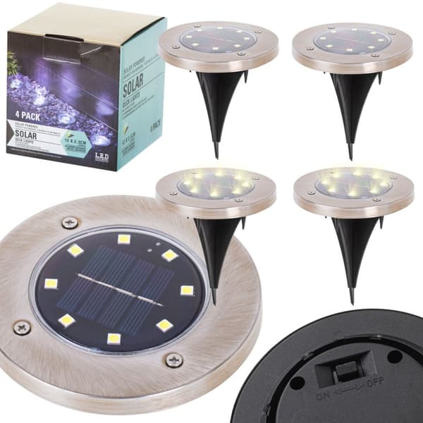 Havejord solcellelamper, 8LED, 4 stk. varm hvid