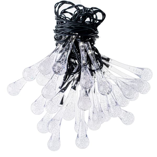 Solar havelamper, dråber, 6,5 m, 30 LED, varm hvid