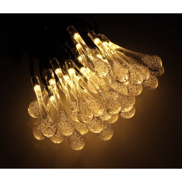 Solar havelamper, dråber, 6,5 m, 30 LED, varm hvid