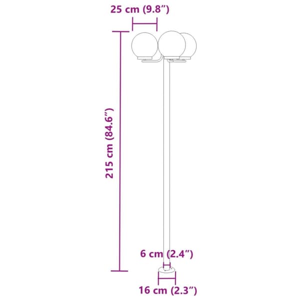 udendørs standerlamper 3 stk. 215 cm rustfrit stål sølvfarvet