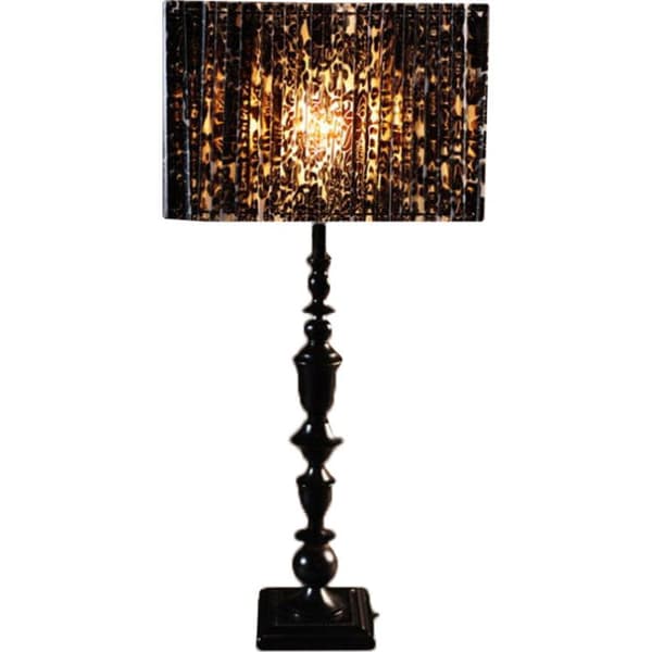 Golvlampa - svart (metall) med en svart rektangulär lampskärm
