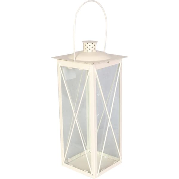 Elegant metallanterne, 50 cm høj, med låg, der kan åbnes