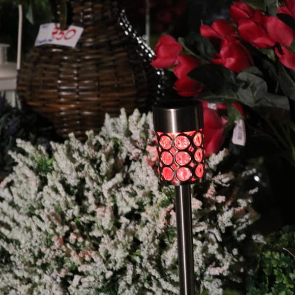 Flerfärgad Silver LED Solar Trädgårdslampa 37x6 cm gjord av rostfritt stål