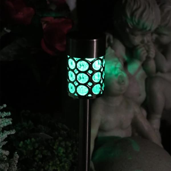 Flerfärgad Silver LED Solar Trädgårdslampa 37x6 cm gjord av rostfritt stål