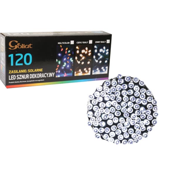 JOULUVALOT 120 LED SOLAR COLD VALKOINEN