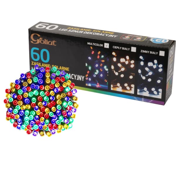 Solar String Light 60 LED Multicolor til have- og juletræsdekoration