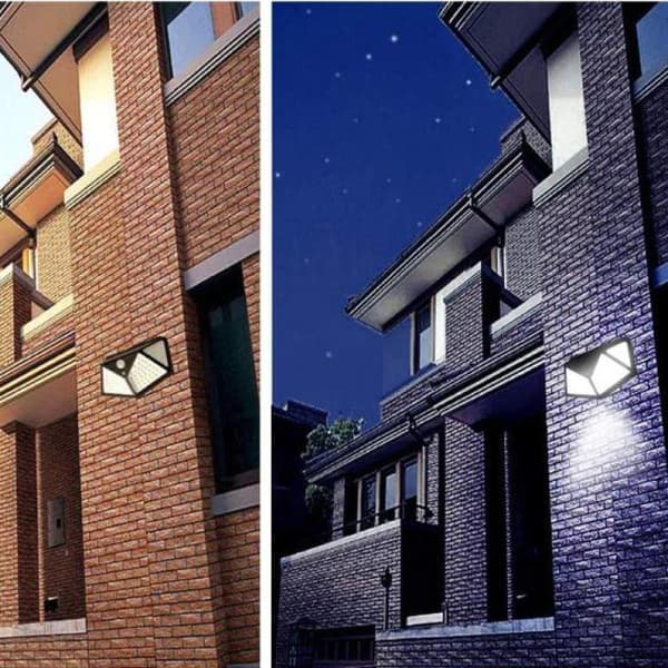 Energiaa säästävä aurinkolamppu 2000 lumen, liike- ja hämäräanturi, 1200 mAh akku