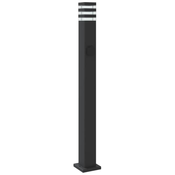 Utomhusgolvlampa med eluttag svart 110 cm aluminium