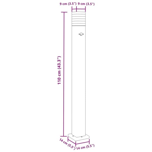 Utomhusgolvlampa med sensor svart 110 cm aluminium
