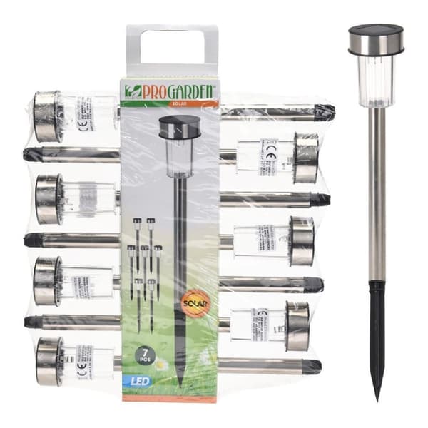 Pro Garden Solar Lamp 360mm Rostfritt Stål Set med 7 delar