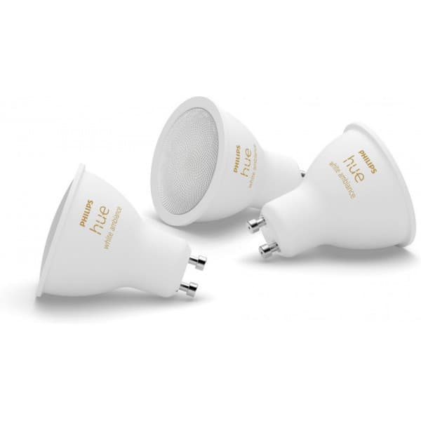 Philips Hue -LED-smartpære, BT, Hvid ambiance, GU10, 4,2 W, 3-pak