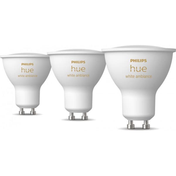Philips Hue -LED-smartpære, BT, Hvid ambiance, GU10, 4,2 W, 3-pak