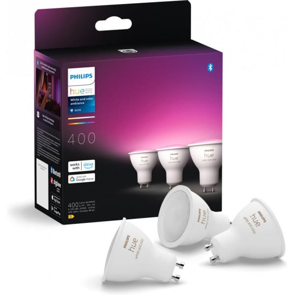 Philips Hue -LED-älylamppu, BT, White and color ambiance, GU10, 4,2 W, 3-pack