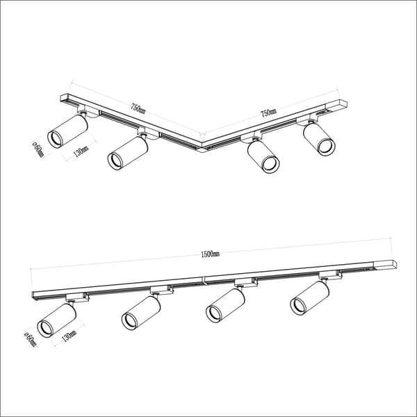 Mica Track Kit Hvid 4xGU10 1,5m