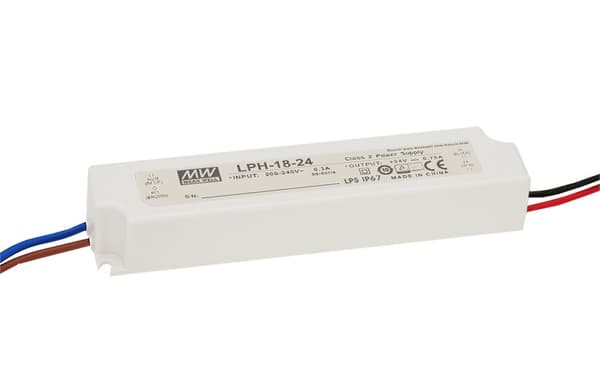 MEAN WELL Hakkurivirtalähde; LED; 18W; 12V; 1,5A; 180-264 VAC; 254-370 VDC; IP67