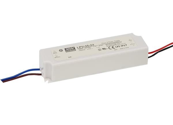 MEAN WELL Skiftende strømforsyning; LED; 36W; 12V; 3A; 90-264VAC; 127-370 VDC; IP67