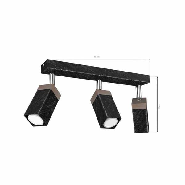 SOLO SAVET SORT / PATINERET TRÆ loftslampe 3x mini GU10