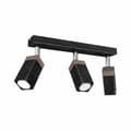 Miniatyrbillede 1 af 7: SOLO SAVET SORT / PATINERET TRÆ loftslampe 3x mini GU10