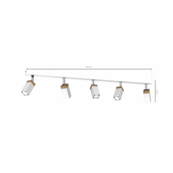 SOLO SÅGAD VIT / PATINERAD TRÄ taklampa 5x mini GU10