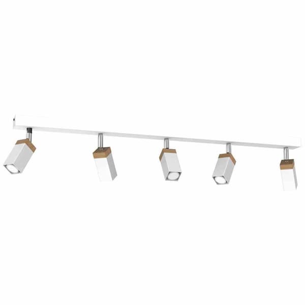 SOLO SÅGAD VIT / PATINERAD TRÄ taklampa 5x mini GU10
