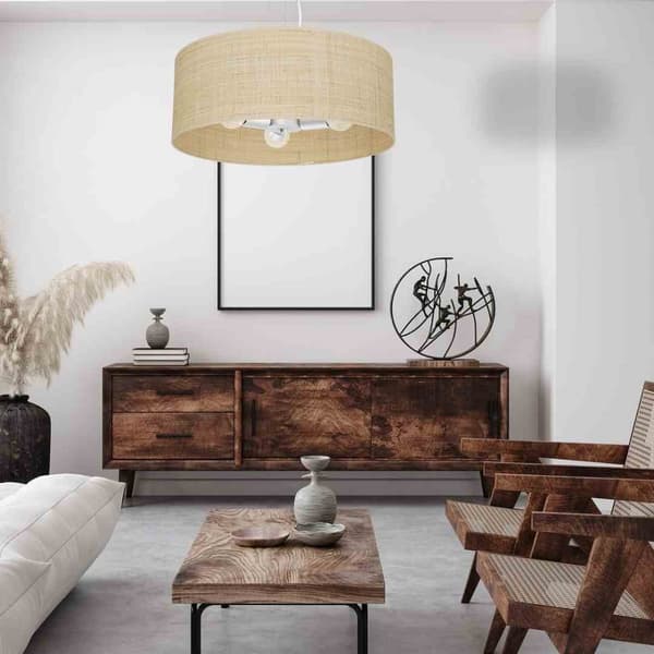 Hængelampe MARSHALL WHITE / RATTAN 3xE27