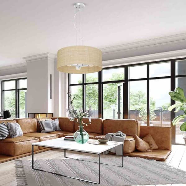 Hængelampe MARSHALL WHITE / RATTAN 3xE27