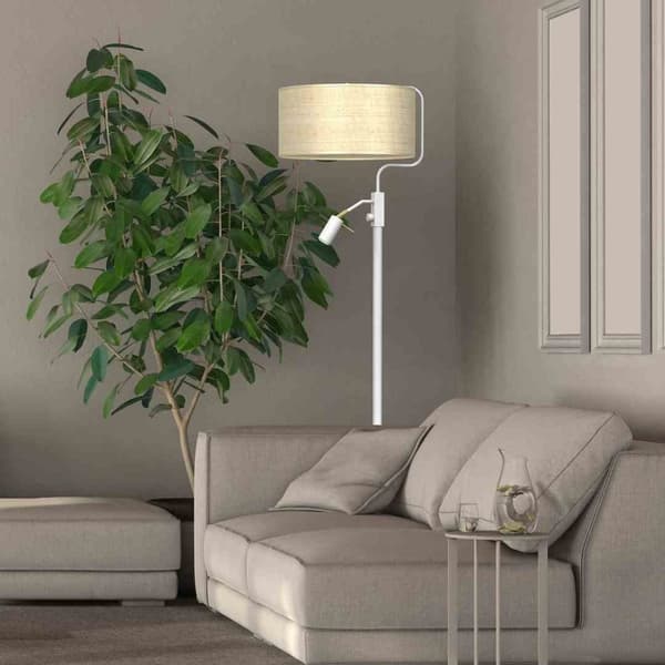 Gulvlampe MARSHALL WHITE / RATTAN 1xE27 + 1x mini GU10