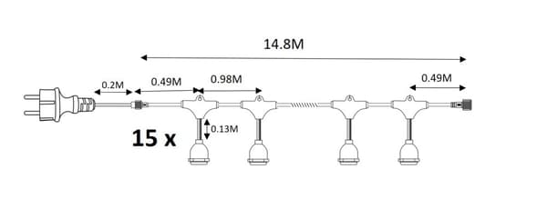 BASIC GUIRLANDE 15 METER (uden pærer)