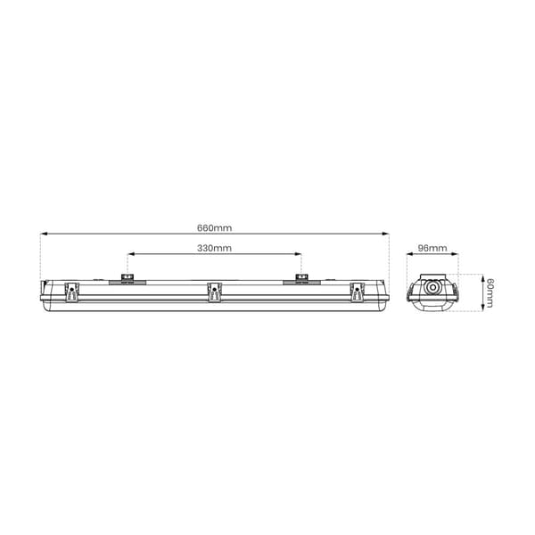 Hermetisk armatur 2x60cm til LED lysstofrør