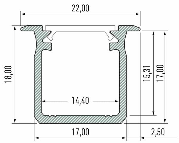 SILVER ALUMINIUM PROFIL TYP G 2m + MJÖLKSKÄRM