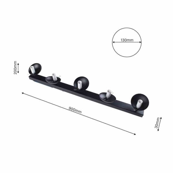 Taklampa SFERA SVART 5xE14
