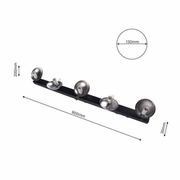Taklampa SFERA BLACK/CHROME 5xE14