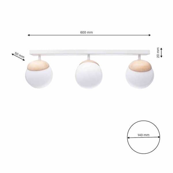 Loftslampe SFERA WOOD 3xE14