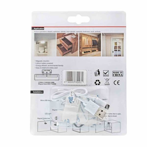 Underskåpslampa 0,8W 4000K MicroUSB