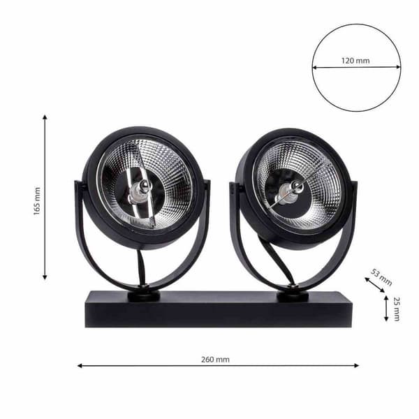 Overflademonteret armatur Lugar Black 2xAR111 GU10