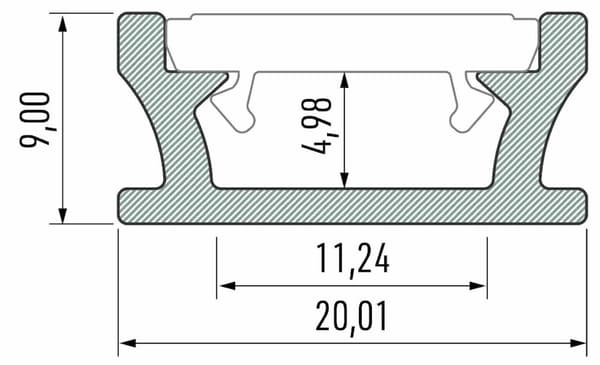 SILVER ALUMINIUM PROFIL TYP T 1m + MJÖLKSKÄRM